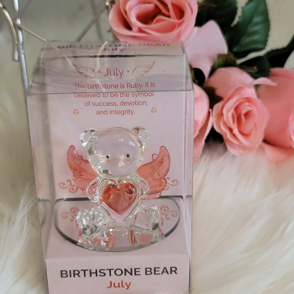 Interiors By Design July Birthstone Bear Angel Figurine Beautiful gift boxed